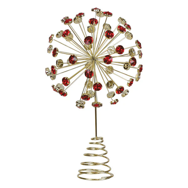 Red Crystal Burst Tree Topper 12"