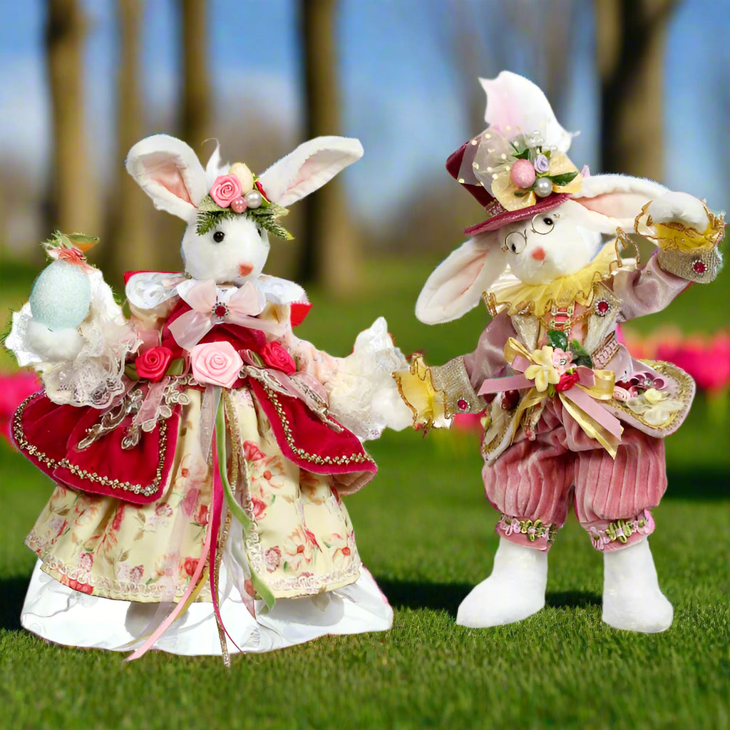 Mr & Mrs Cotton Tail Rabbit 13 and 15 Inches Tall Set of 2