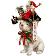 Merry Christmas Bulldog with Elf 20 Inches