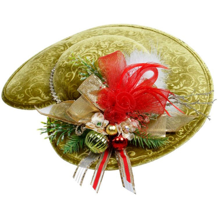 Light Green Damask Ladies Hat 14 x 12.5 Inches