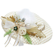 White and Gold Ladies Hat 11.5 x 11.5 Inches