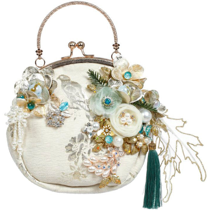 Ivory Round Ladies Handbag 6.5 x 7 Inches