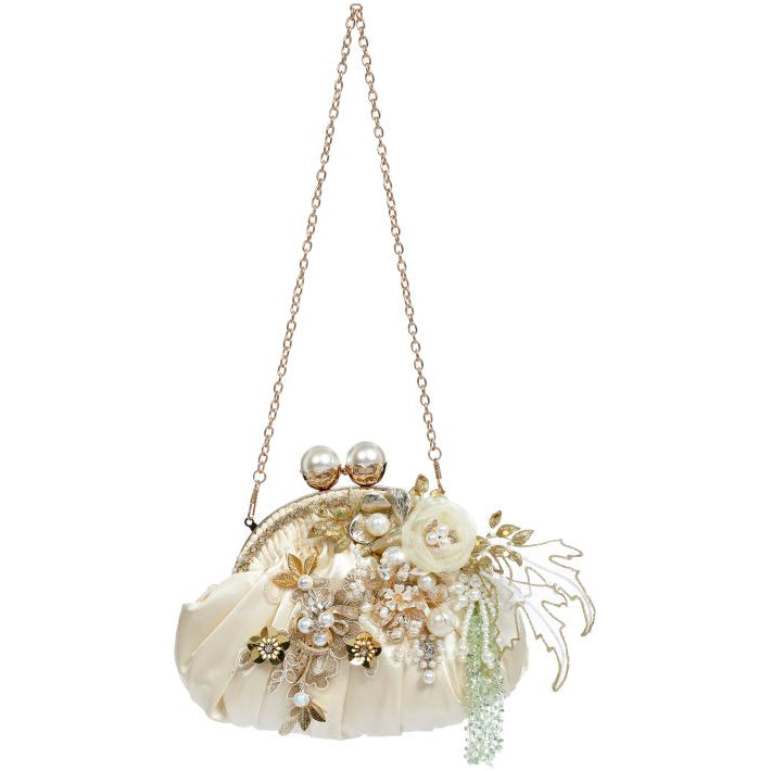 Ivory Pleated Ladies Handbag 7.5 x 7' Inches