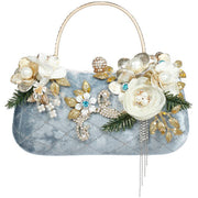 Blue Ladies Handbag with Diamond Cross Pattern 8 x 4.5 Inches