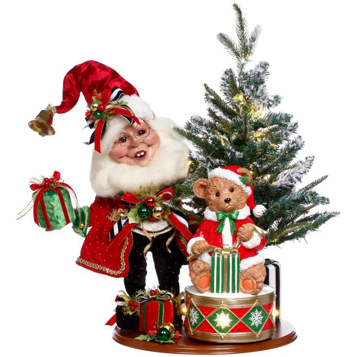 Decorating the Tree Elf with Teddy Bear 14 x 24 Inches