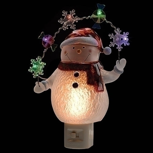 Snowman with LED Night Light 7.75"