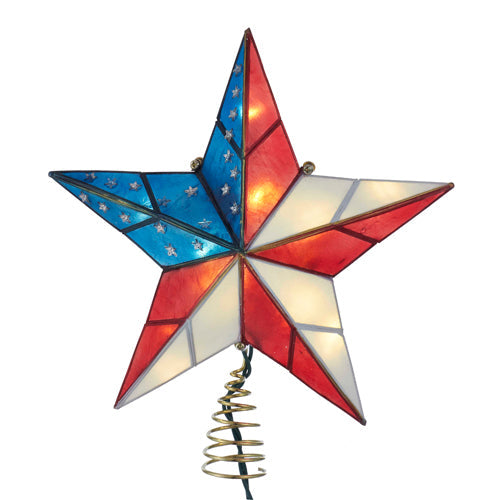 Capiz Star American Flag Tree Topper 10 Light 9.84"