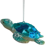 Blue and Green Tortoise Glass Ornament 4.75 Inches