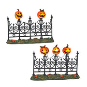 Jack-O-Lantern Lit Fence Set of 2