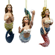 Mermaid Christmas Ornament 4" Set of 3