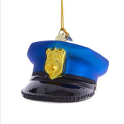Police Hat Glass Ornament 3.75"