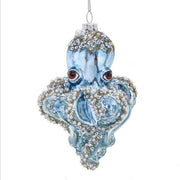 Blue Octopus with Beads Glass Ornament 5.7"