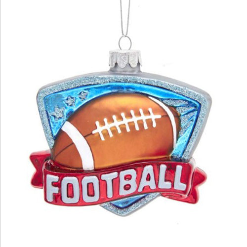 Football Glass Ornament 4.15"