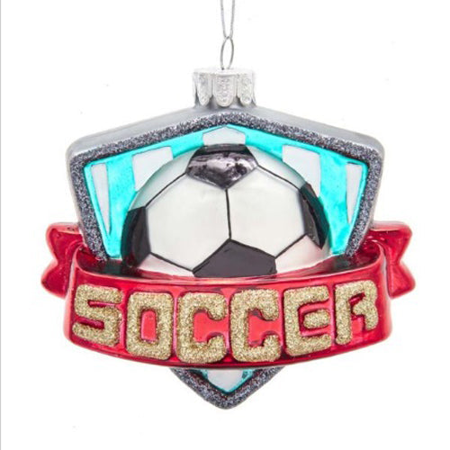 Soccer Glass Ornament 4.15"