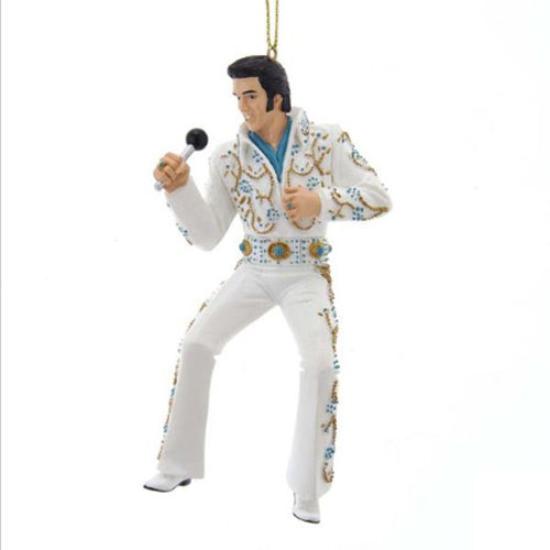 Elvis in Aqua Blue & White Jumpsuit Ornament 5"