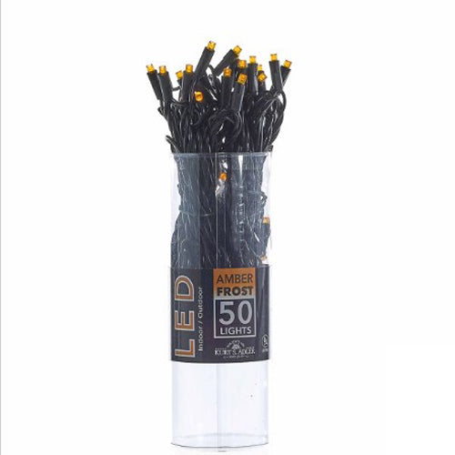 5mm Amber Frosted LED Black Wire 50 Light Set