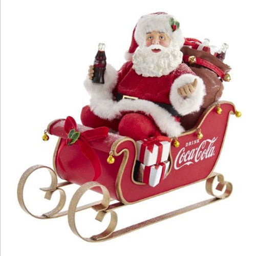 Coca Cola Santa in Sleigh Tablepiece 10"