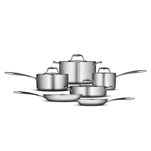 Tri-Ply 18/10 Stainless Steel Cookware Set of 10