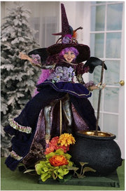 Finely Fiendish Witch with Cauldron 27" - Three Pieces Made