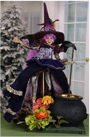 Finely Fiendish Witch with Cauldron 27" - Three Pieces Made