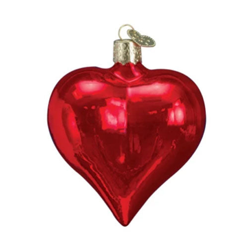 Shiny Red Heart Ornament Large 3.25"