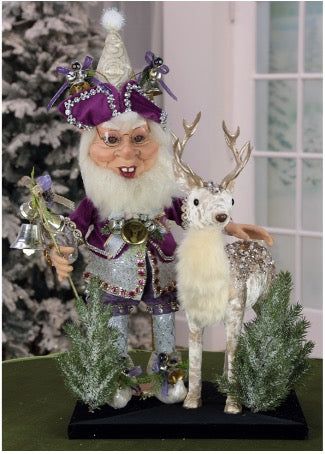 Large Silverbells Elf with Champagne Deer 22" - Three Pieces Made