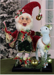 Candy Cane Elf with Ice Blue Deer 21" - Three Pieces Made