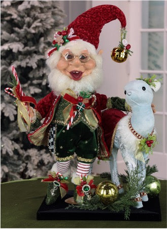 Candy Cane Elf with Ice Blue Deer 21" - Three Pieces Made
