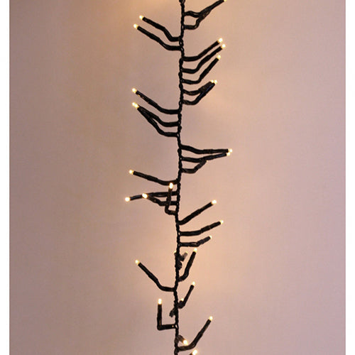 Multi Function Twinkle Cluster Light Strand End-to-End Warm White with Black Cord 630" 1,560 Lights