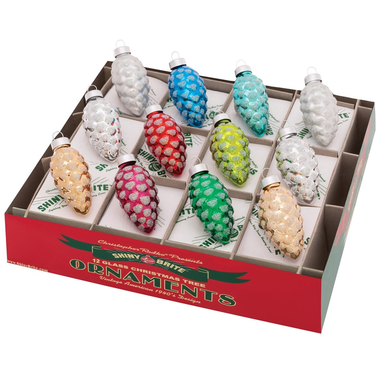 Holiday Splendor Pinecone Ornaments Set of 12 1.75"