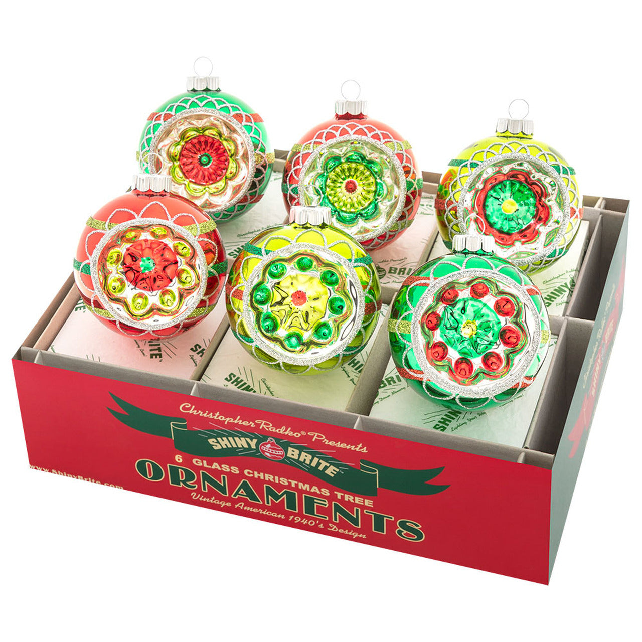 Holiday Splendor Decorated Reflector Rounds 3.25" Set of 6