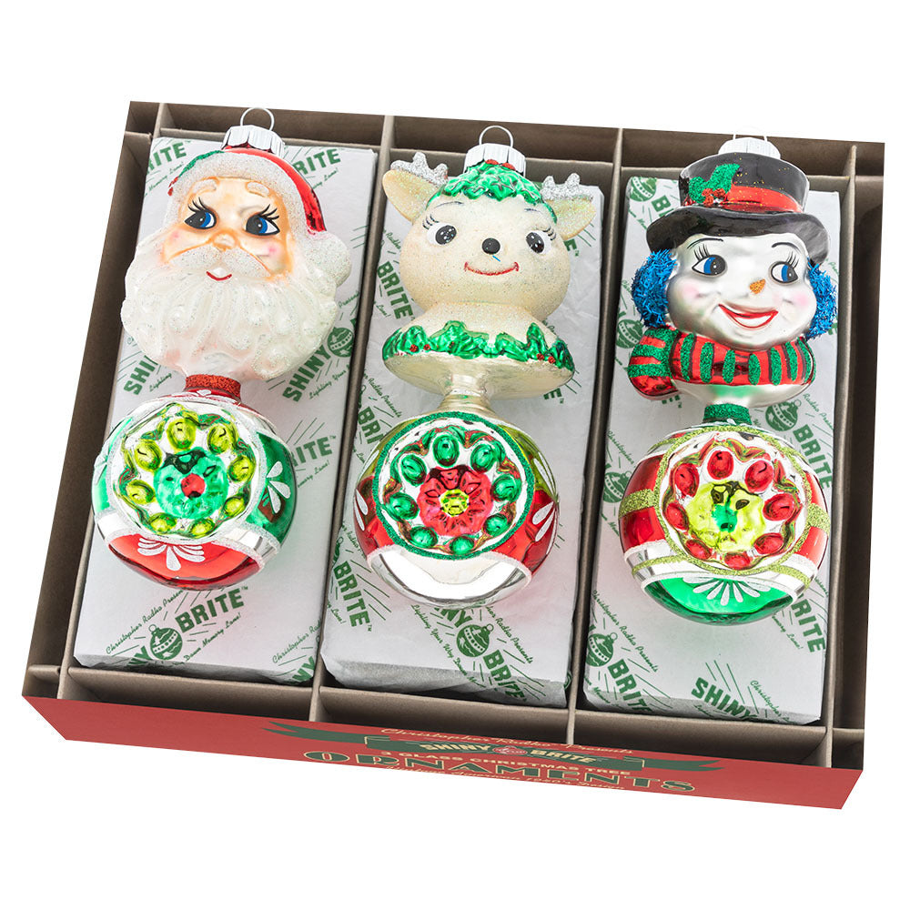 Holiday Splendor Figure Rounds Ornaments Set of 3 5.5"