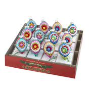 Christmas Confetti Decorated Reflector Tulips 1.75" Set of 12