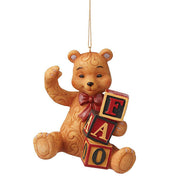 FAO Schwarz Teddy Bear with Letter Blocks Ornament