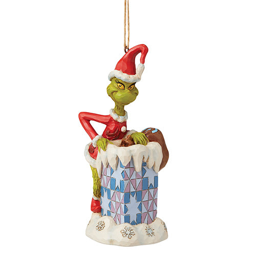 Grinch Climbing into Chimney Ornament