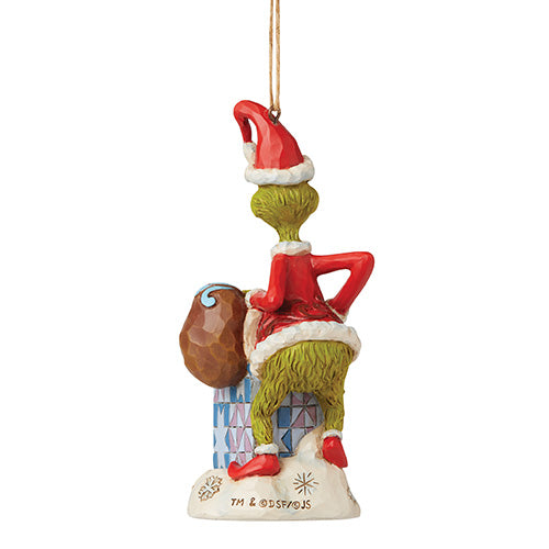 Grinch Climbing into Chimney Ornament
