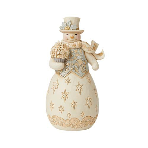 Blessings Bloom This Season Holiday Lustre Snowman with Flowers