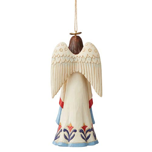 Patriotic Angel with Folded Flag Ornament