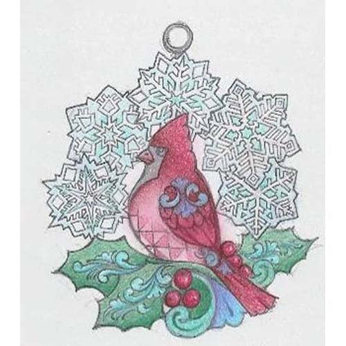 Wonderland Cardinal with Snowflakes Ornament
