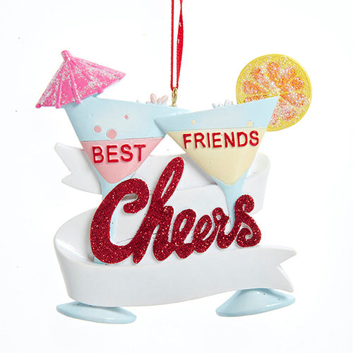 Best Friend Cheers Cocktail Ornament 3.5"