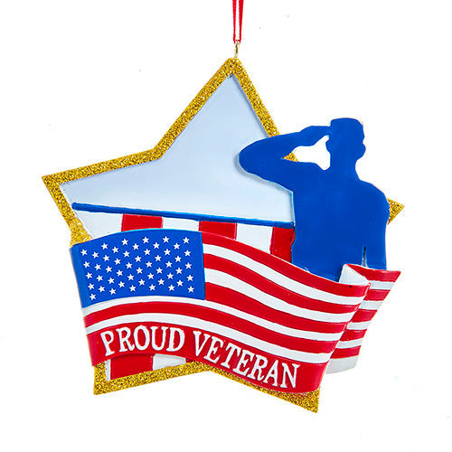 Patriotic Veteran Ornament 4.25"