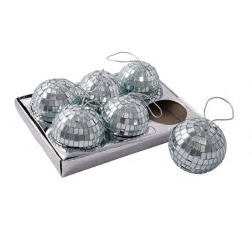 Glass Mirror Ball Ornaments 2 7/8" Set of 6