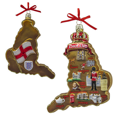 England Map Glass Ornament 5.375"
