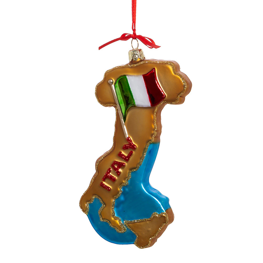 Italy Map Glass Ornament 5.5"
