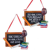 Home School Resin Ornament 3.9" Set of 2