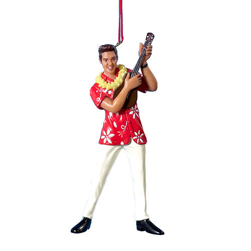 Blue Hawaii Elvis with Ukelele Ornament 5"