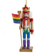 Rainbow Wooden Nutcracker Ornament 6"