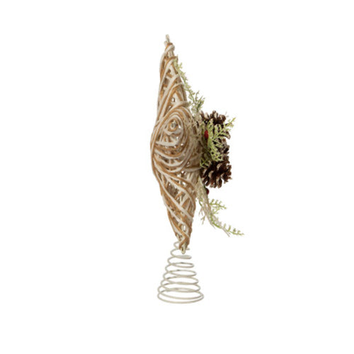 Pine Cone & Berry Natural Christmas Tree Topper 12"