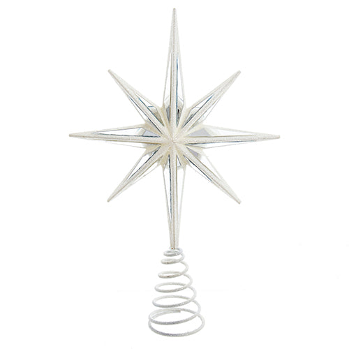 White Mirror Star Tree Topper 13.75"