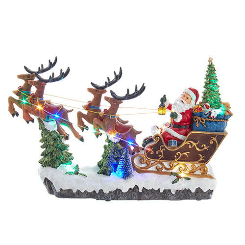 LED Musical Santa & Sleigh Tabletop Scene 8.75"